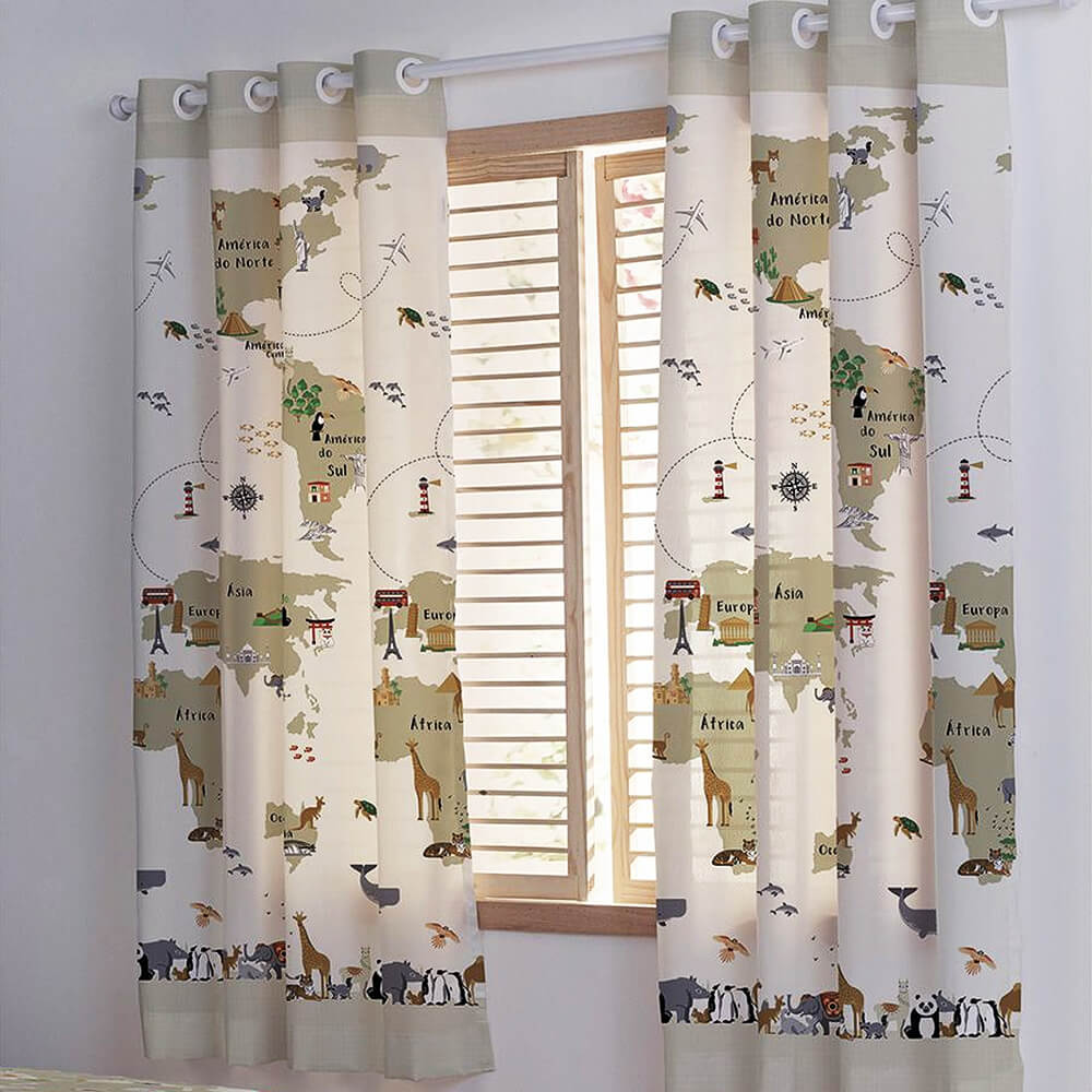 cortina infantil para meninos estampada santista